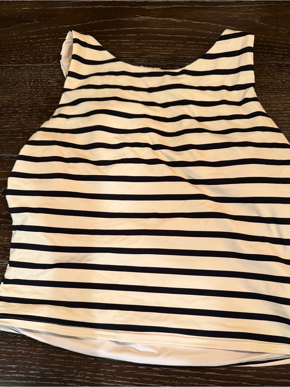 Lands' End Black and White Striped Tankini Swim Top